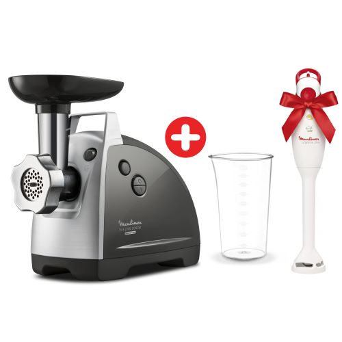 Moulinex Meat Mincer HV8 Plus 5in1 - ME682826 + Free Moulinex Turbomix Plus Hand Blender, 350 watt, Beaker 800 ml - DD1001EG